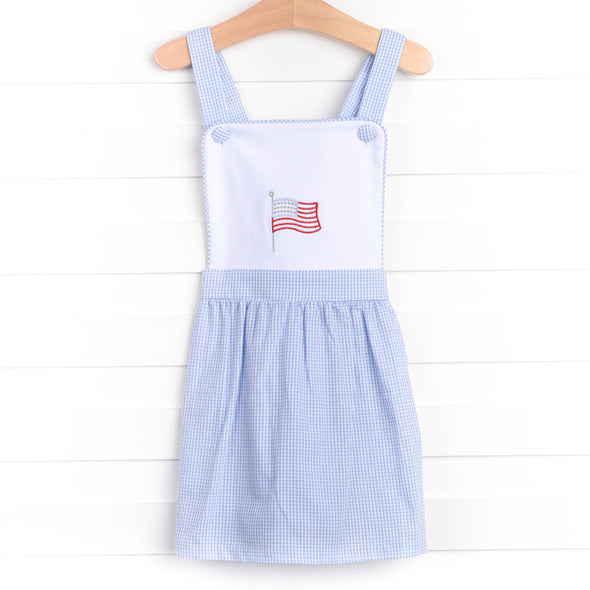 Let Freedom Ring Embroidered Dress, Blue