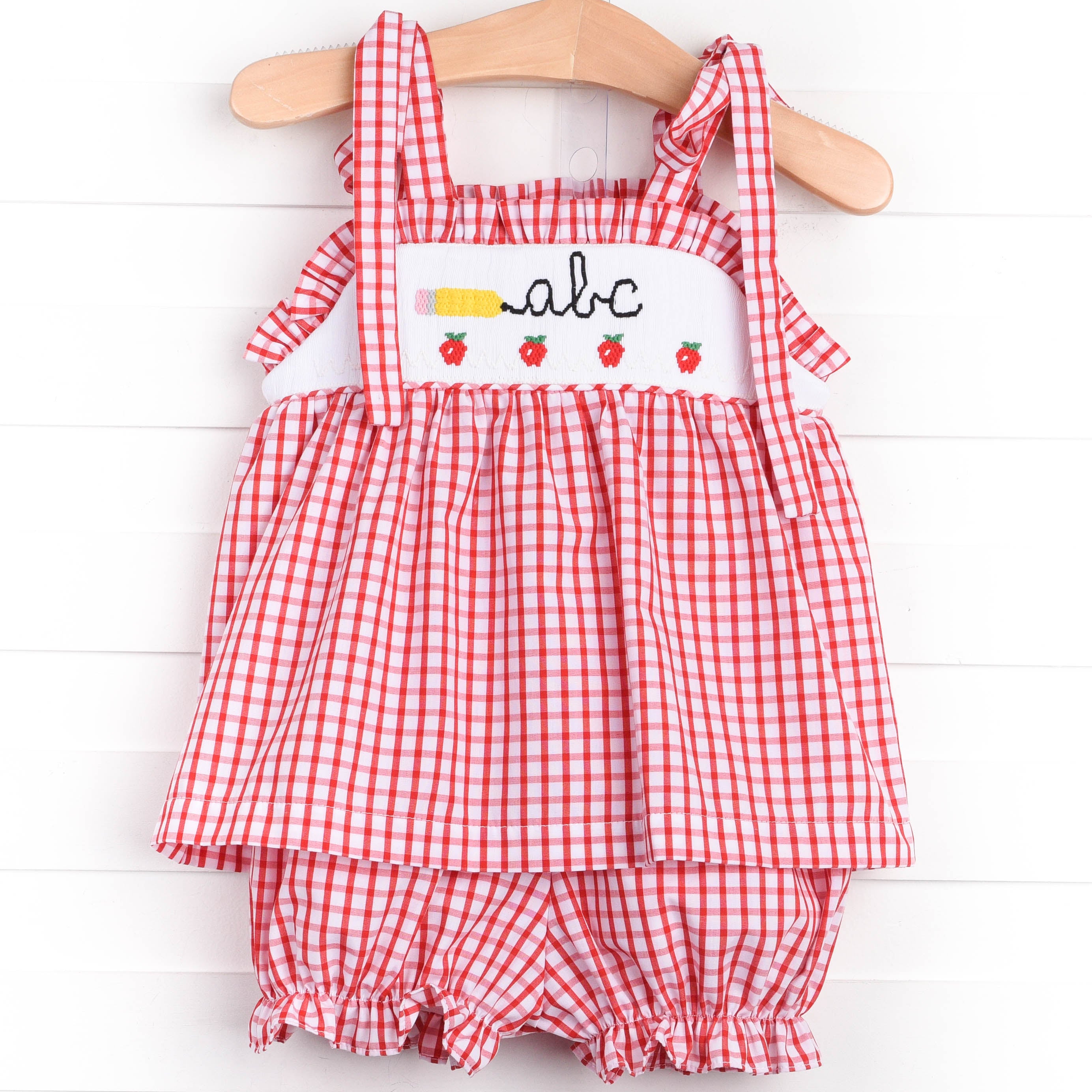 Penmanship Pal Smocked Bloomer Set, Red – Stitchy Fish