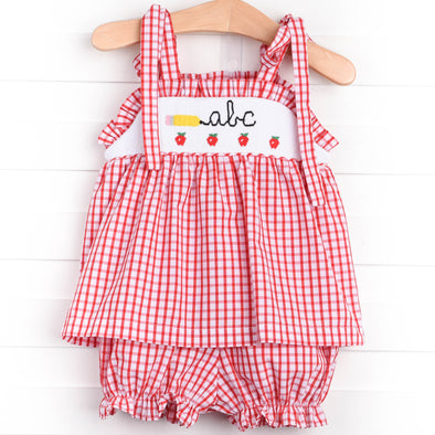 Penmanship Pal Smocked Bloomer Set, Red