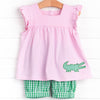 Gabbie the Gator Applique Bloomer Set, Pink