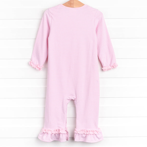 Boo! Applique Ruffle Romper, Pink