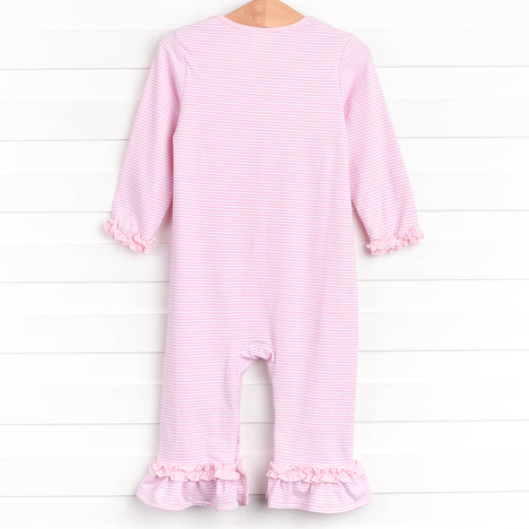 Boo! Applique Ruffle Romper, Pink