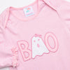 Boo! Applique Ruffle Romper, Pink