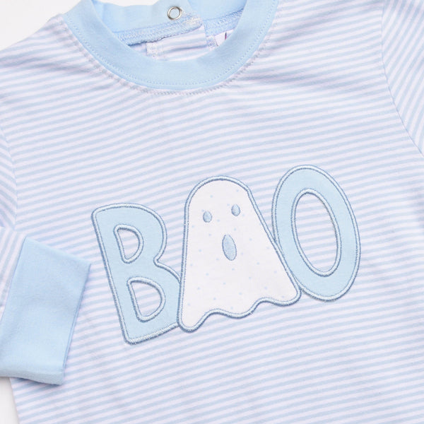 Boo! Applique Romper, Blue