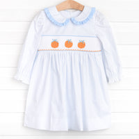 Happy Harvest Smocked Dress, Blue