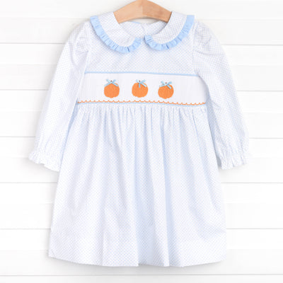 Happy Harvest Smocked Dress, Blue
