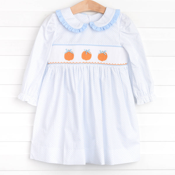 Happy Harvest Smocked Dress, Blue