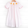 Candy Corn Cutie Smocked Dress, Pink Bitty Dot