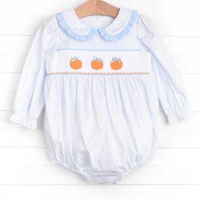 Happy Harvest Smocked Bubble, Blue