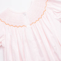 Candy Corn Cutie Smocked Dress, Pink Bitty Dot