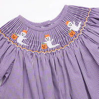 Boo-tiful Smocked Long Romper, Purple