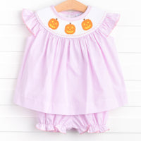 Happy Halloween Smocked Bloomer Set, Pink