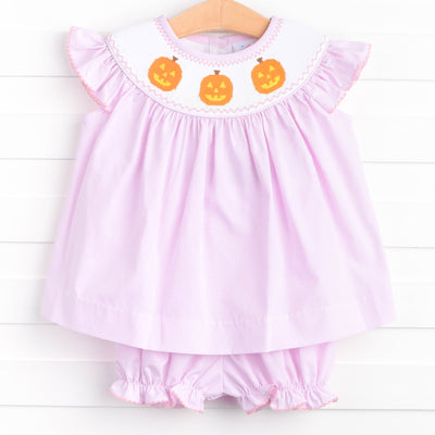 Happy Halloween Smocked Bloomer Set, Pink