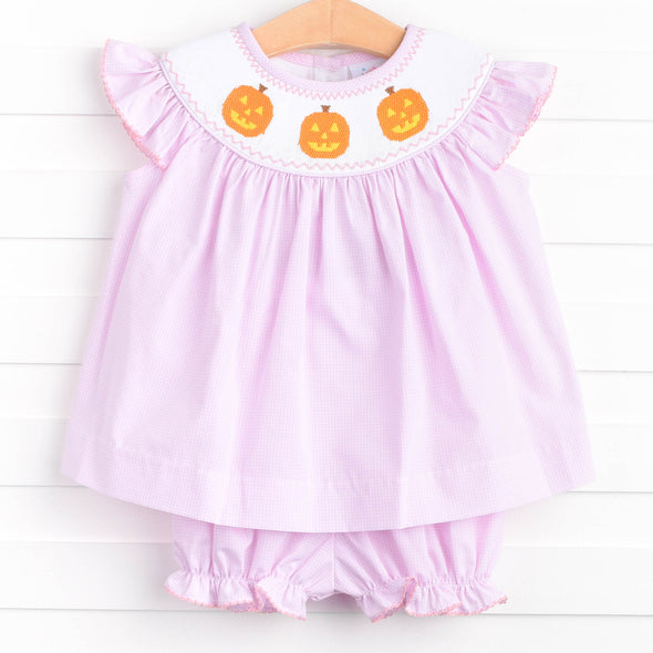 Happy Halloween Smocked Bloomer Set, Pink