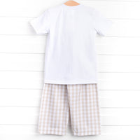 Thanksgiving Tradition Smocked Pant Set, Tan
