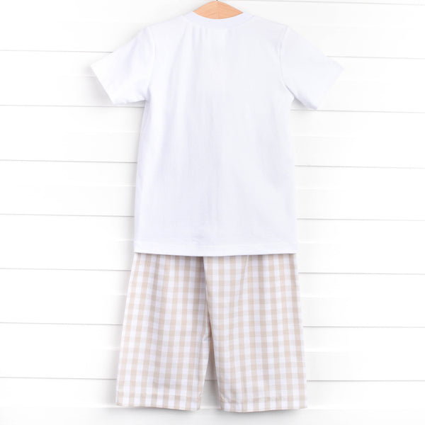 Thanksgiving Tradition Smocked Pant Set, Tan