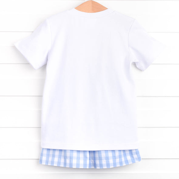 Beach Day Smocked Short Set, Blue