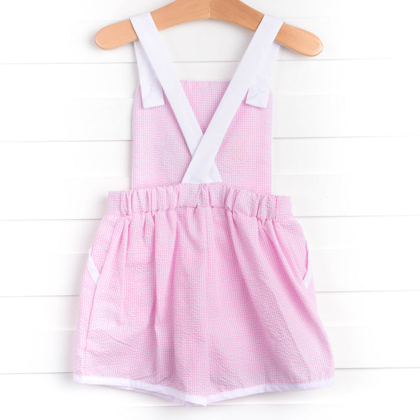 Shoreline Seashells Applique Romper, Pink