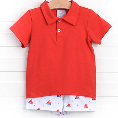 Set Sail Short Set, Red