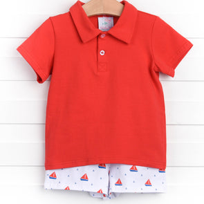 Set Sail Short Set, Red