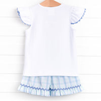 Seaside Shuffle Smocked Ruffle Short Set, Blue