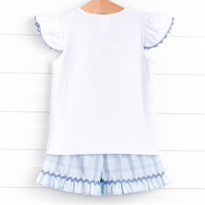 Seaside Shuffle Smocked Ruffle Short Set, Blue