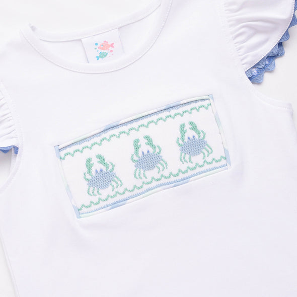 Seaside Shuffle Smocked Ruffle Short Set, Blue