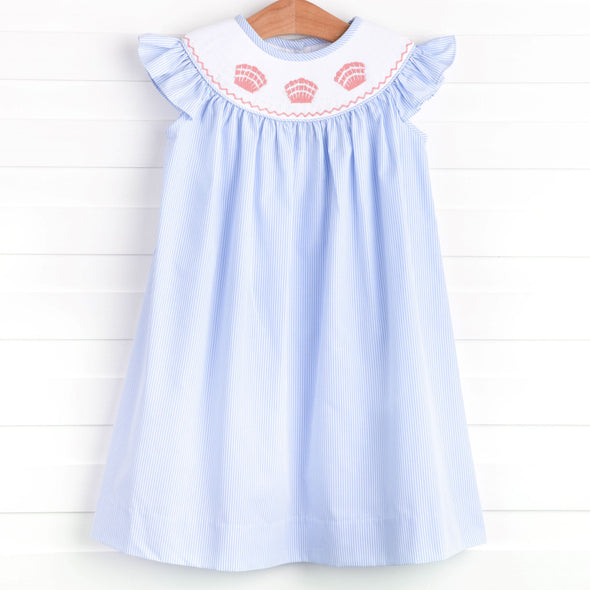 By the Shore Smocked Dress, Blue