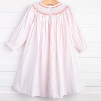 Gathering Gal Smocked Bishop Dress, Pink