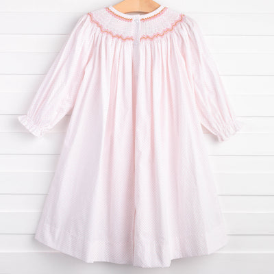 Gathering Gal Smocked Bishop Dress, Pink