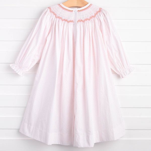 Gathering Gal Smocked Bishop Dress, Pink