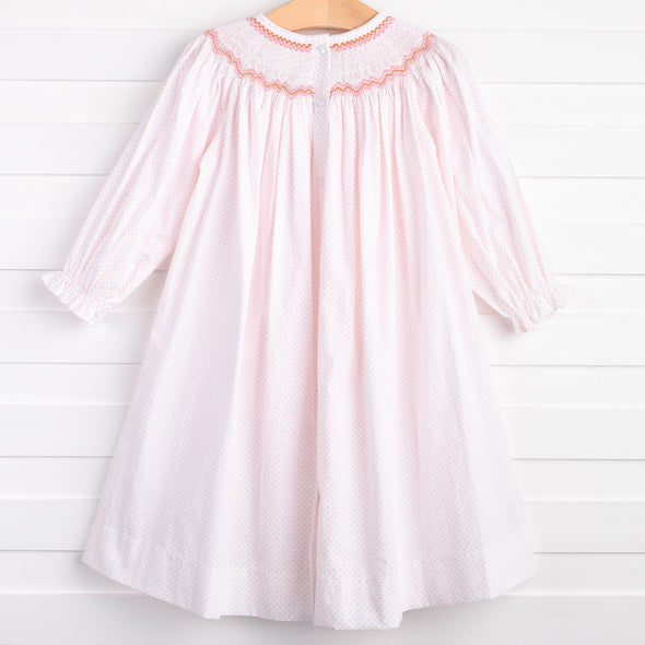 Gathering Gal Smocked Bishop Dress, Pink