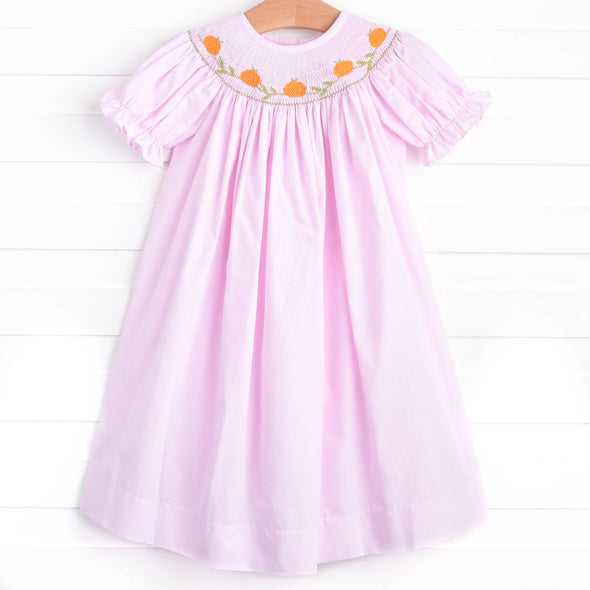 Pretty Pretty Pumpkin Smocked Bishop Dress, Pink