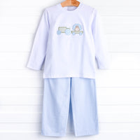 Gobble Gang Applique Pant Set, Blue