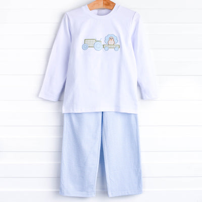Gobble Gang Applique Pant Set, Blue