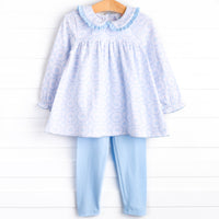Powder Blue Patch Legging Set, Blue