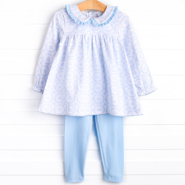 Powder Blue Patch Legging Set, Blue