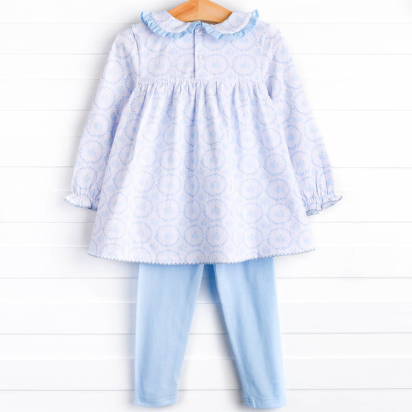 Powder Blue Patch Legging Set, Blue