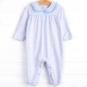 Powder Blue Patch Romper, Blue