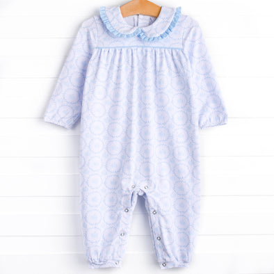 Powder Blue Patch Romper, Blue