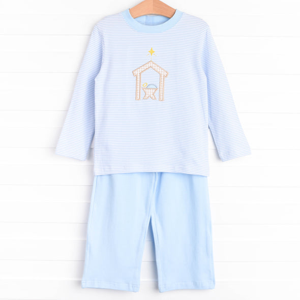O' Holy Night Applique Pant Set, Blue