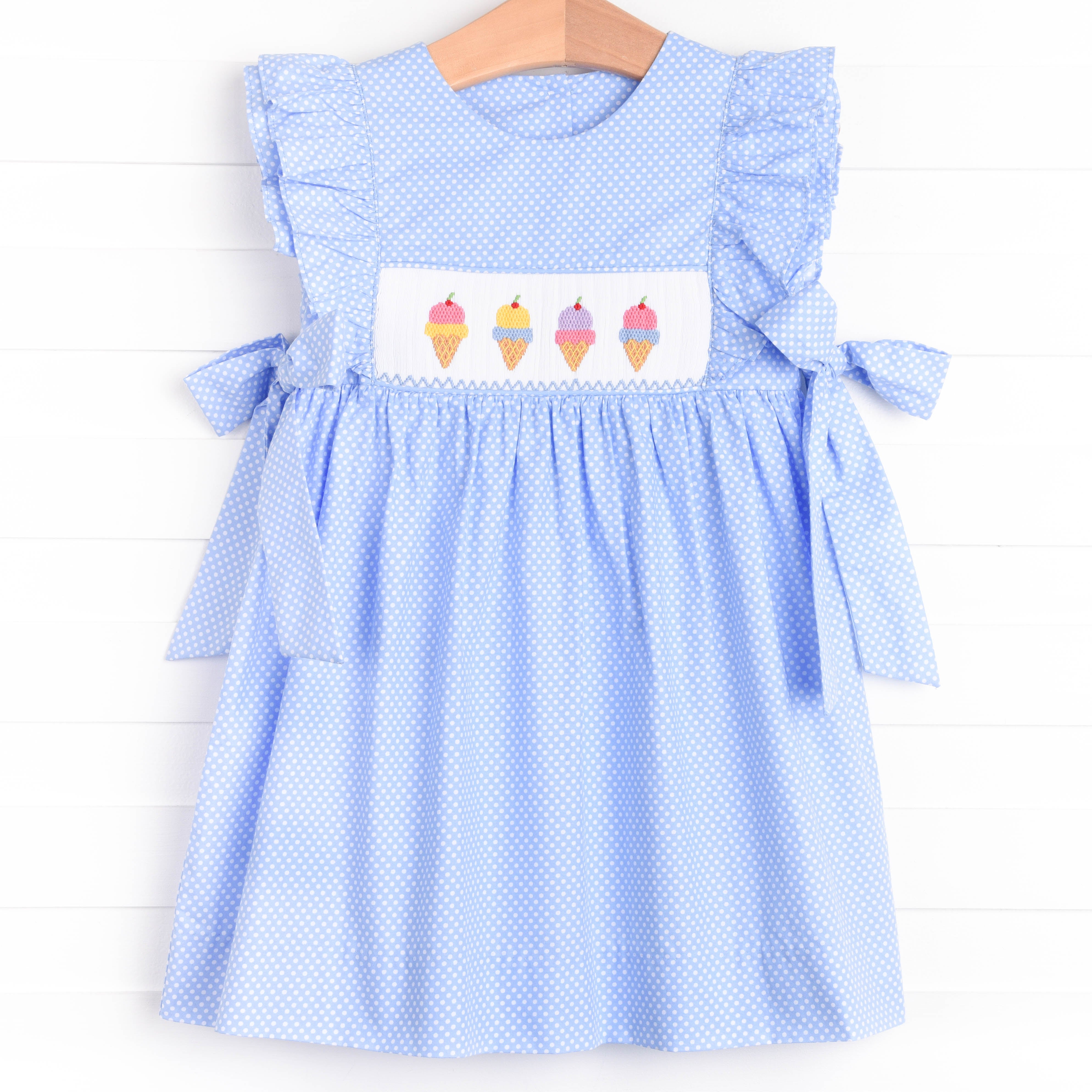 Taste of Summer Smocked Dress, Blue Stitchy Fish Taste of Summer Smocked Dress, Blue Stitchy Fish