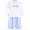 Away in a Manger Smocked Pant Set, Blue