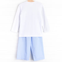 Away in a Manger Smocked Pant Set, Blue