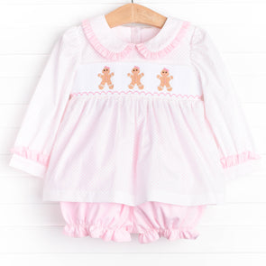 Gingersnap Sweetie Smocked Bloomer Set, Pink