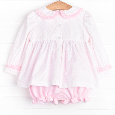 Gingersnap Sweetie Smocked Bloomer Set, Pink