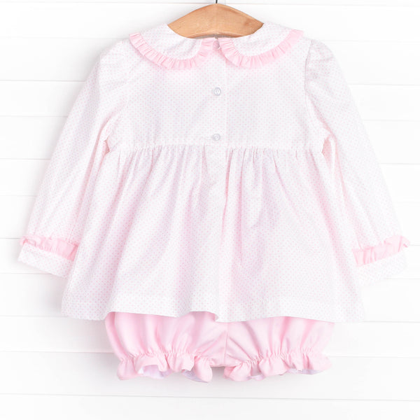 Gingersnap Sweetie Smocked Bloomer Set, Pink