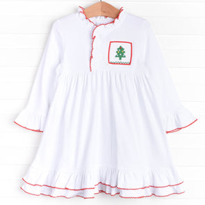 Winter's Nap Smocked Gown, White