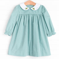 Holly Jolly Embroidered Dress, Green