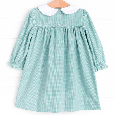 Holly Jolly Embroidered Dress, Green